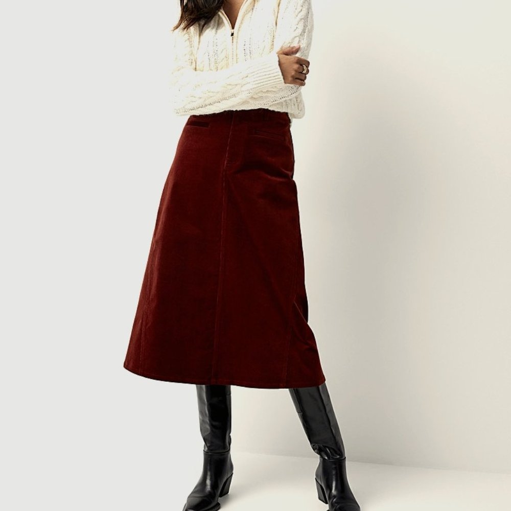 Burgundi Curduroi Skirt